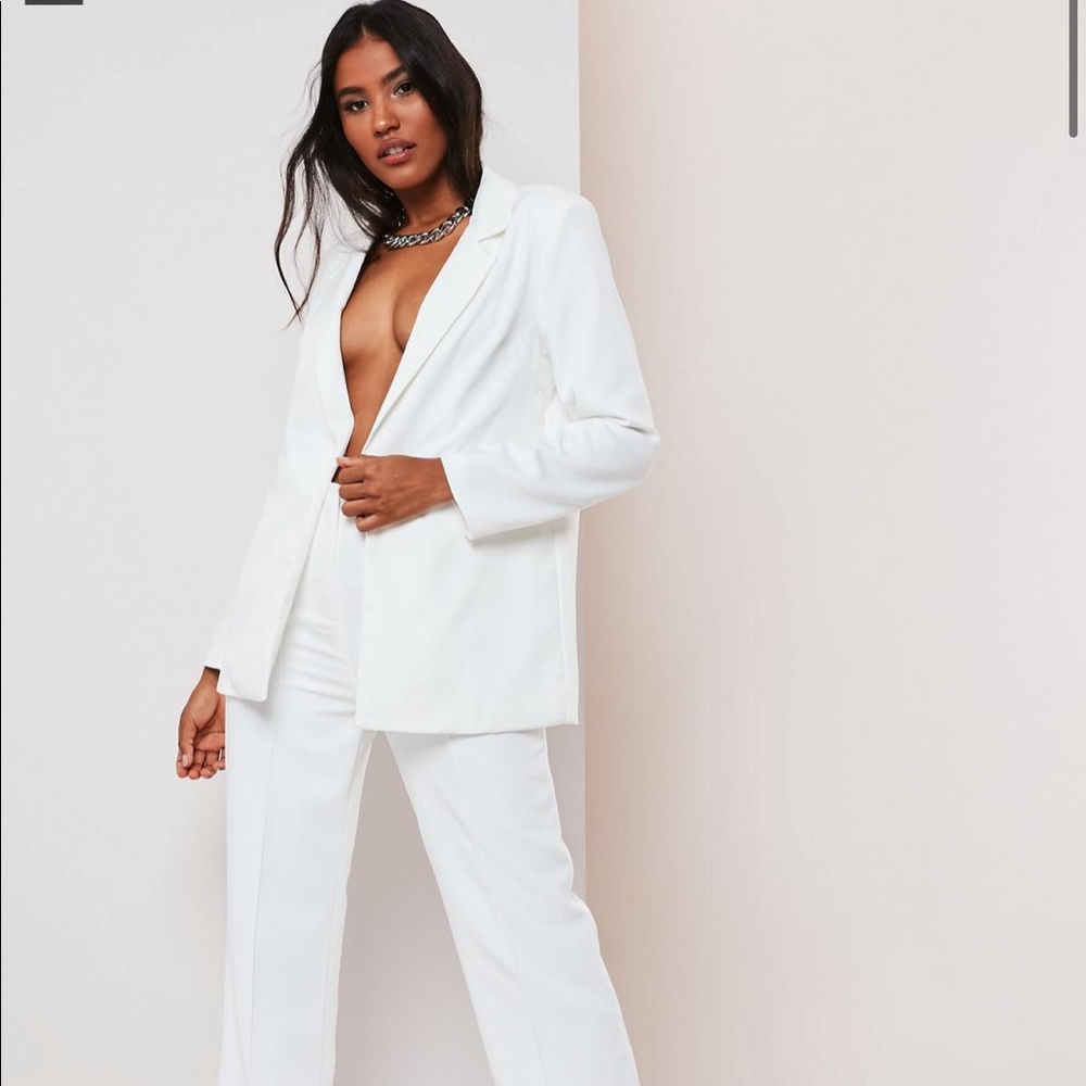 petite white co ord tailored boyfriend blazer